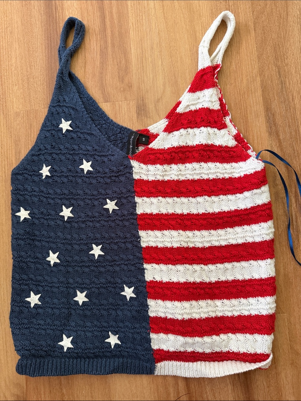 moon & madison Red, White & Navy Knit Flag Tank